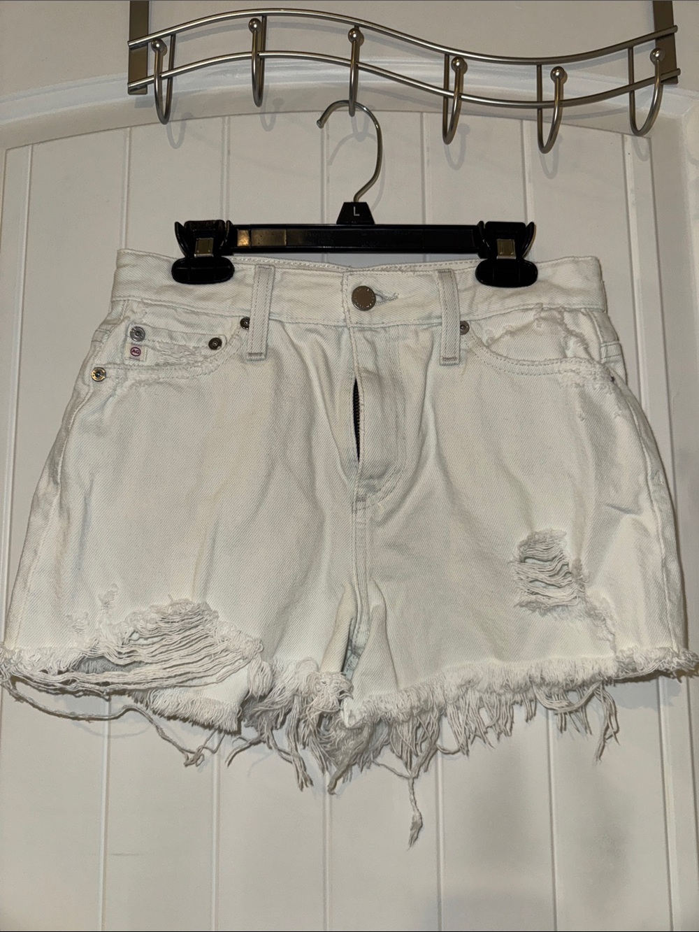 Adriano Goldschmied Distressed Light  Blue Denim Shorts - Women's Summer Short